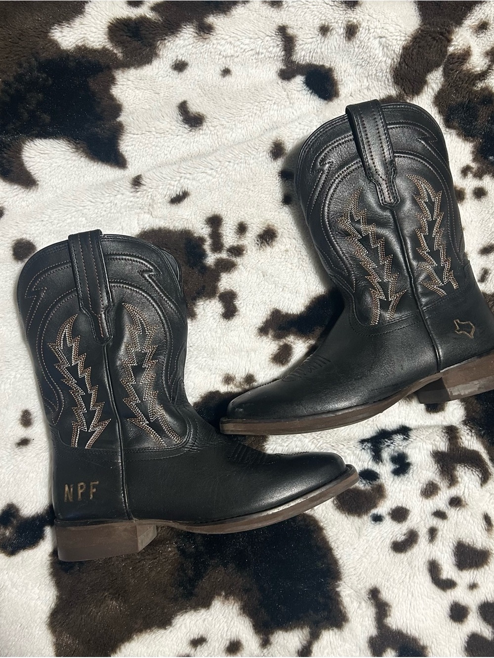 Tecovas Black Leather Western Cowboy Boots with Embroidery